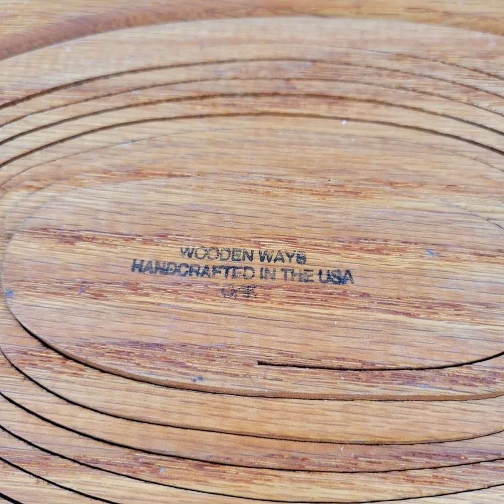 Vtg Wooden Ways Collapsible Apple-Shaped‎ Standing Wooden Basket Bowl Farmhouse